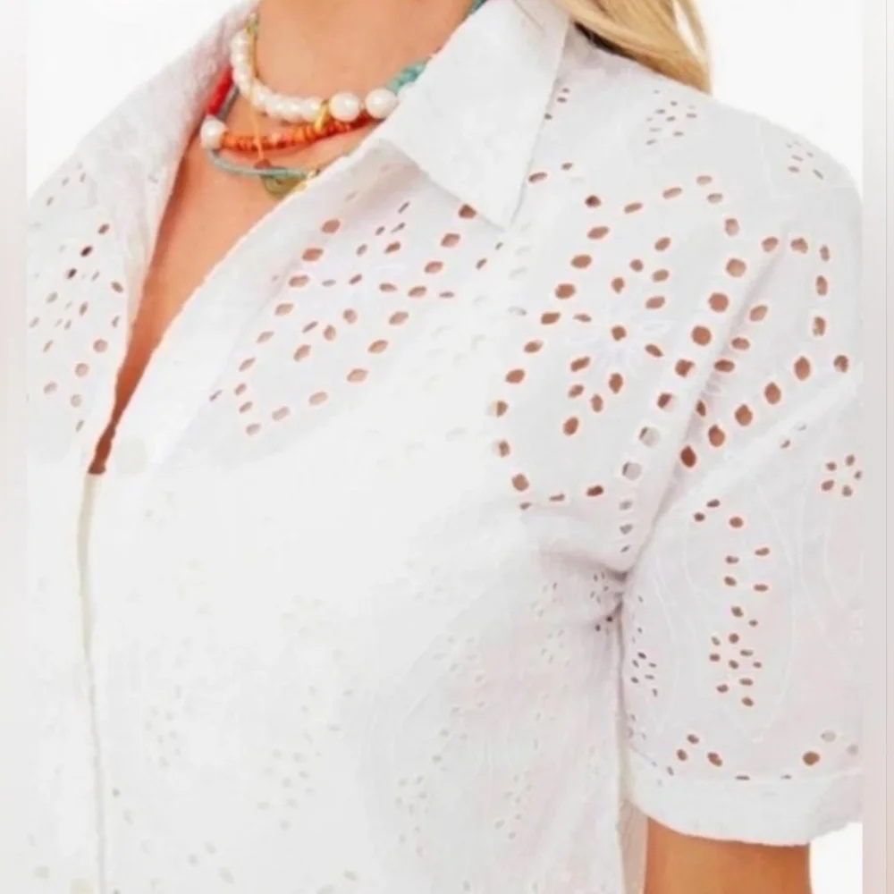 Tuckernuck Women’s Provincial Eyelet s/s button down dress/coverup size large - Picture 2 of 8